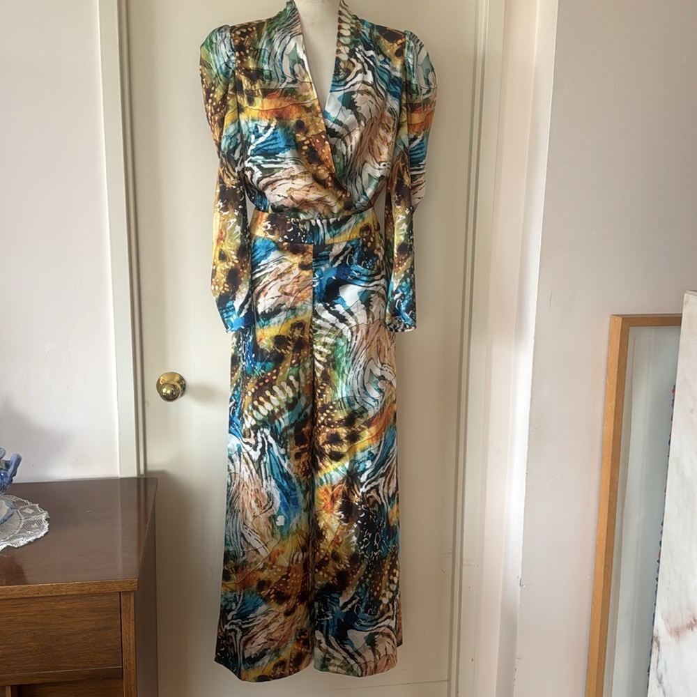 💕Marciano Multi Colour 2 Piece Silky Coordinated Outfit 42 VGUC